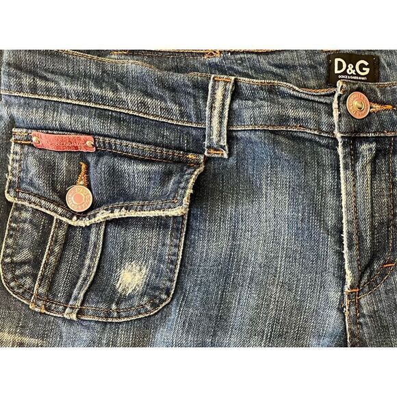 D&G Dolce & Gabbana Lite Distresses Straight Leg Pockets Front No Back Preloved - Picture 4 of 10